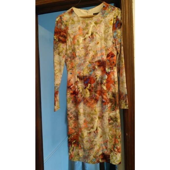 Black Halo watercolor dress. Size 2 - Picture 2 of 4